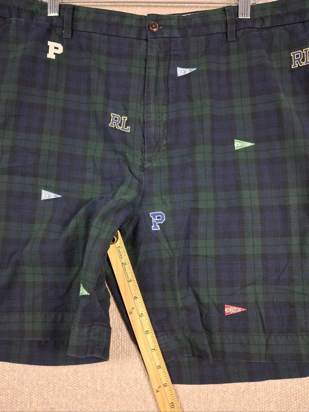 Polo Ralph Lauren Blackwatch Tartan Chino Shorts Men 42 Navy Green Plaid Classic